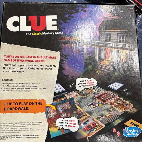 Clue The Classic Mystery Game Hasboro 2013 2 Sided Board - Picture 5 of 10